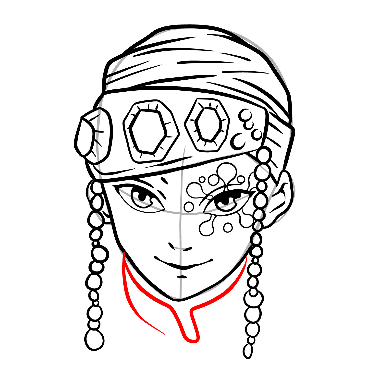How to draw Lord Tengen's face - step 22