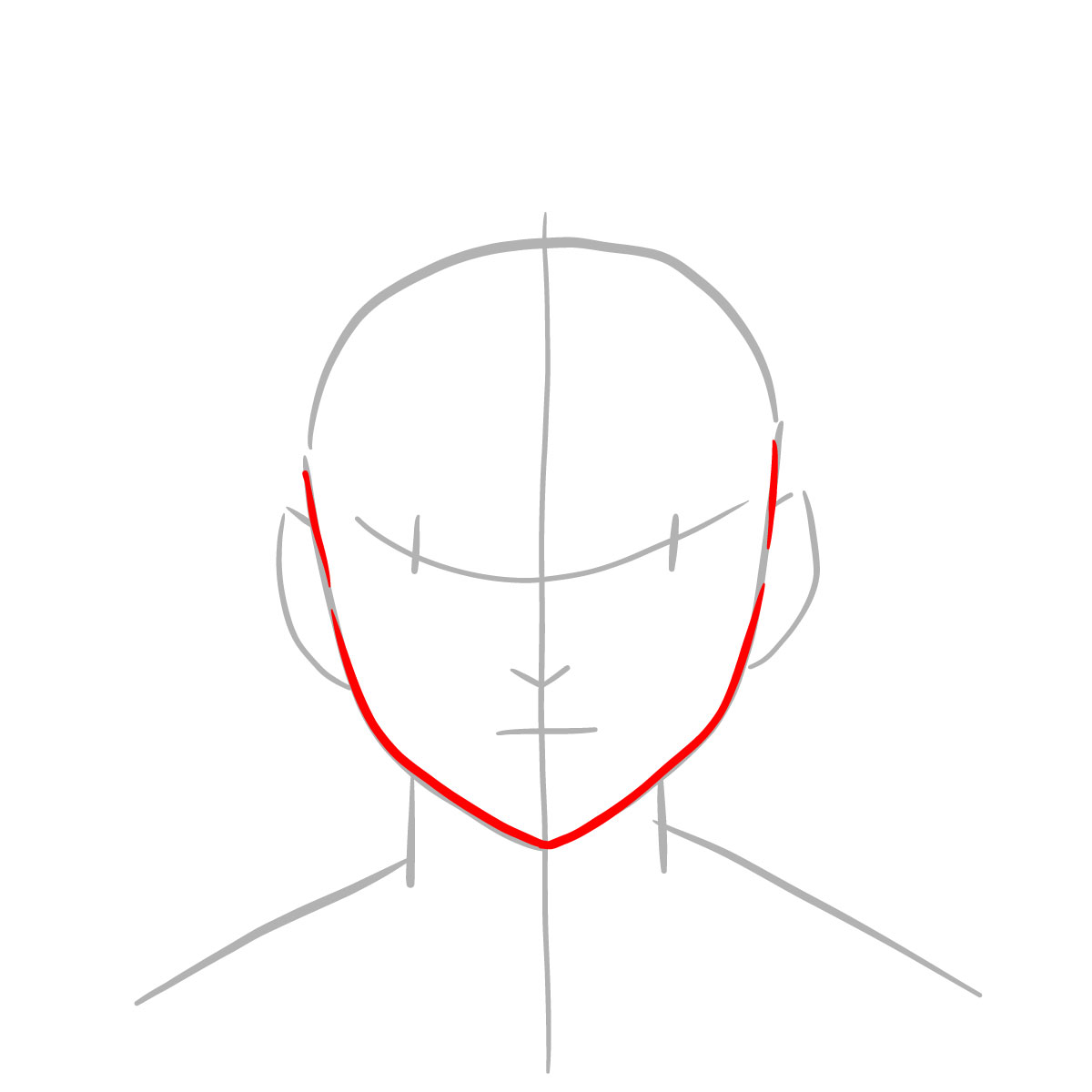 How to draw Kamanue's face - step 03