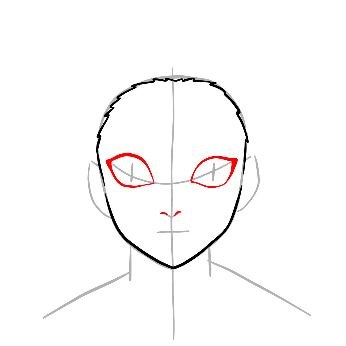 How to draw Kamanue's face - step 05
