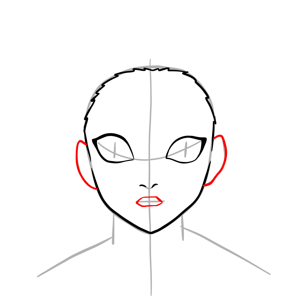 How to draw Kamanue's face from Demon Slayer - step 06