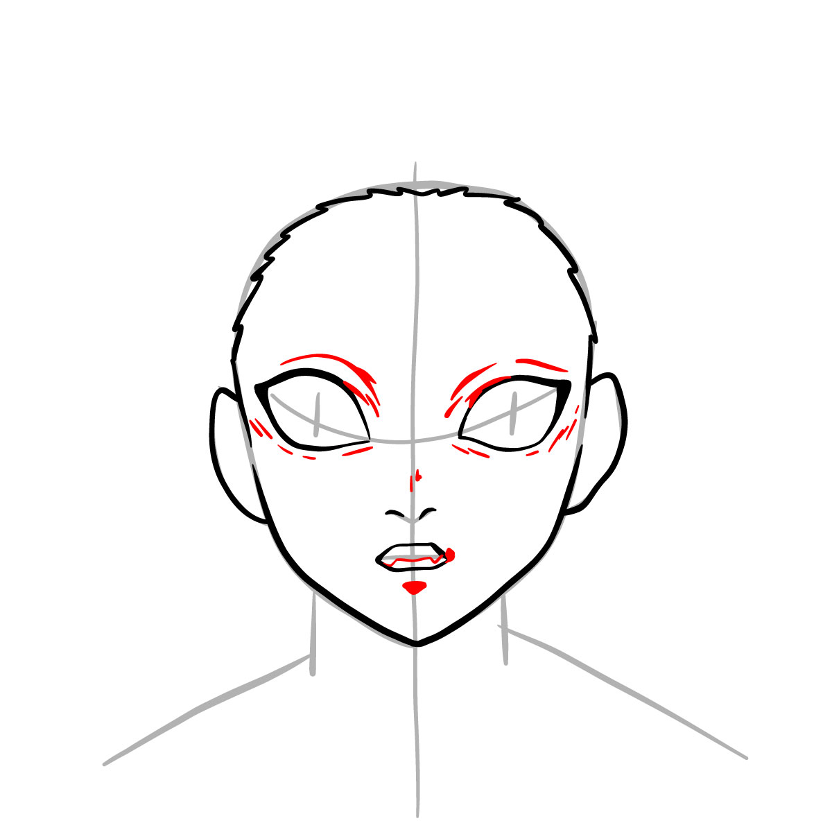 How to draw Kamanue's face - step 07