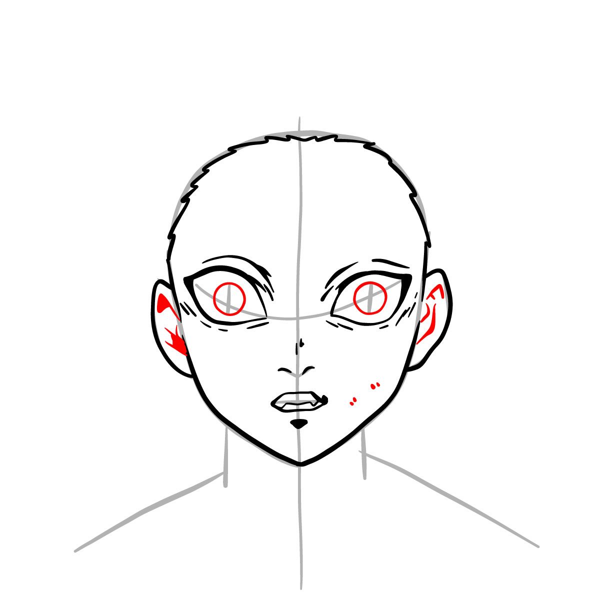 How to draw Kamanue's face - step 08