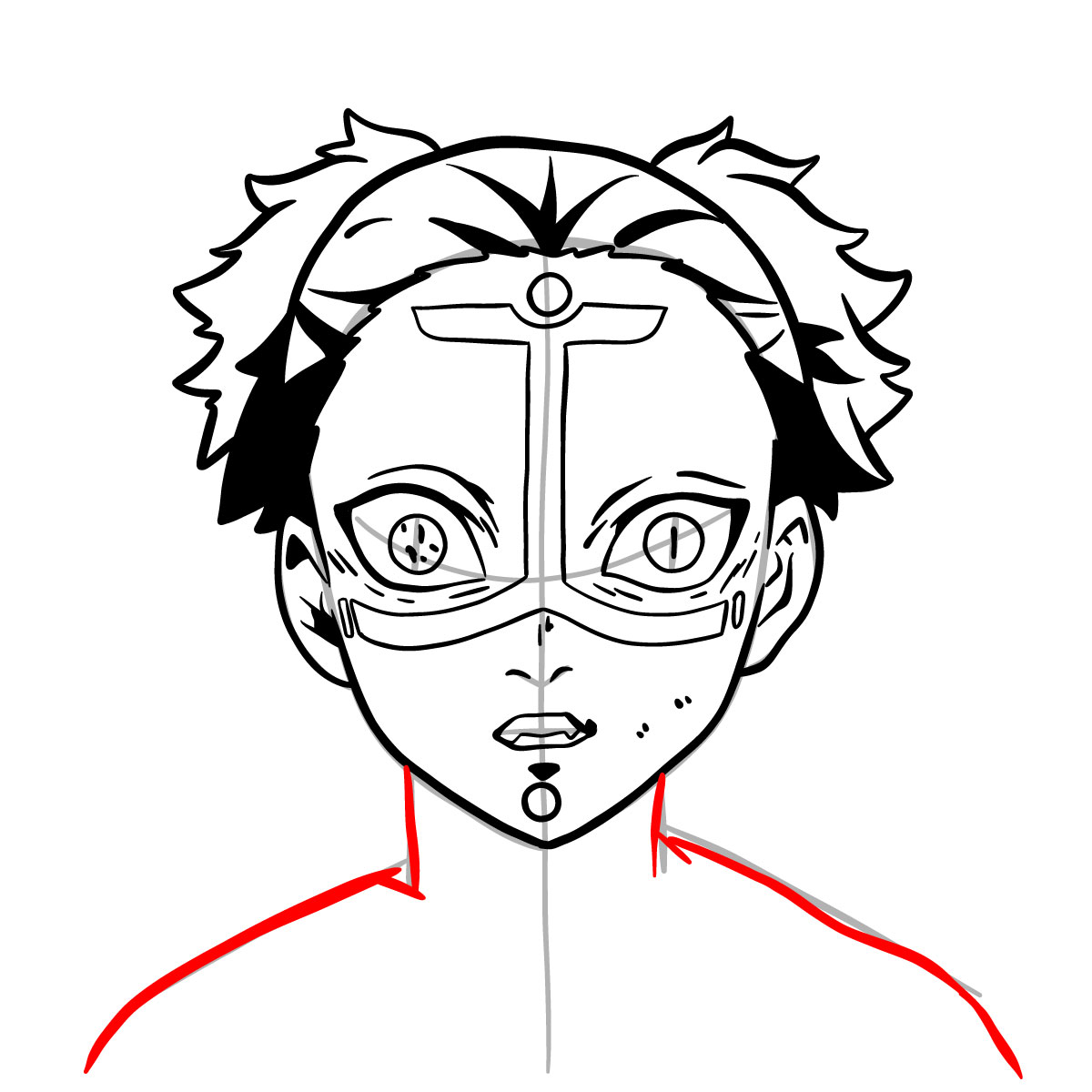 How to draw Kamanue's face - step 16