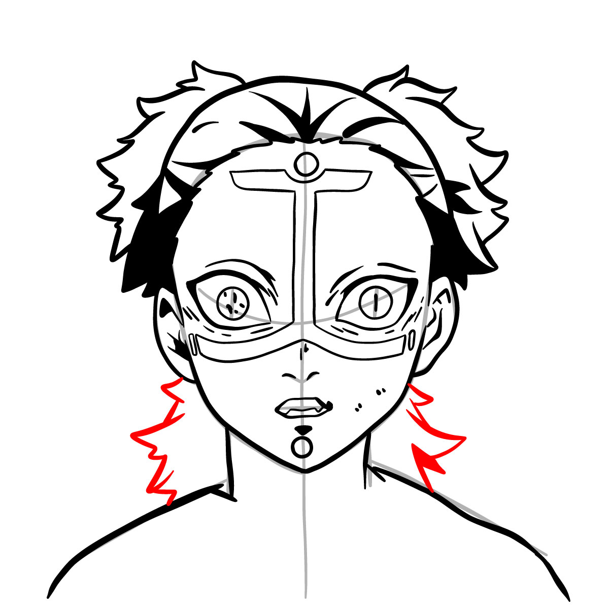 How to draw Kamanue's face - step 17