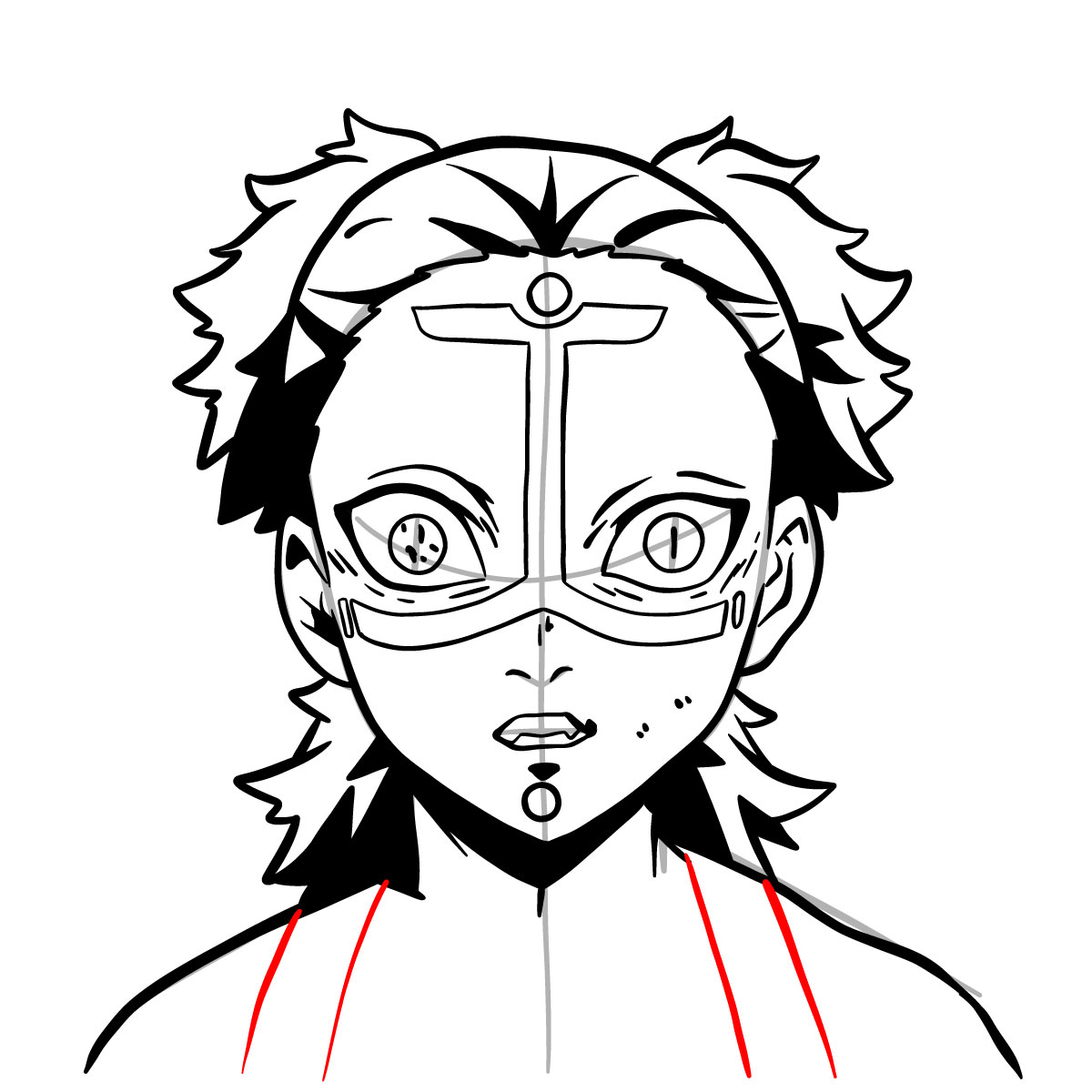How to draw Kamanue's face - step 20