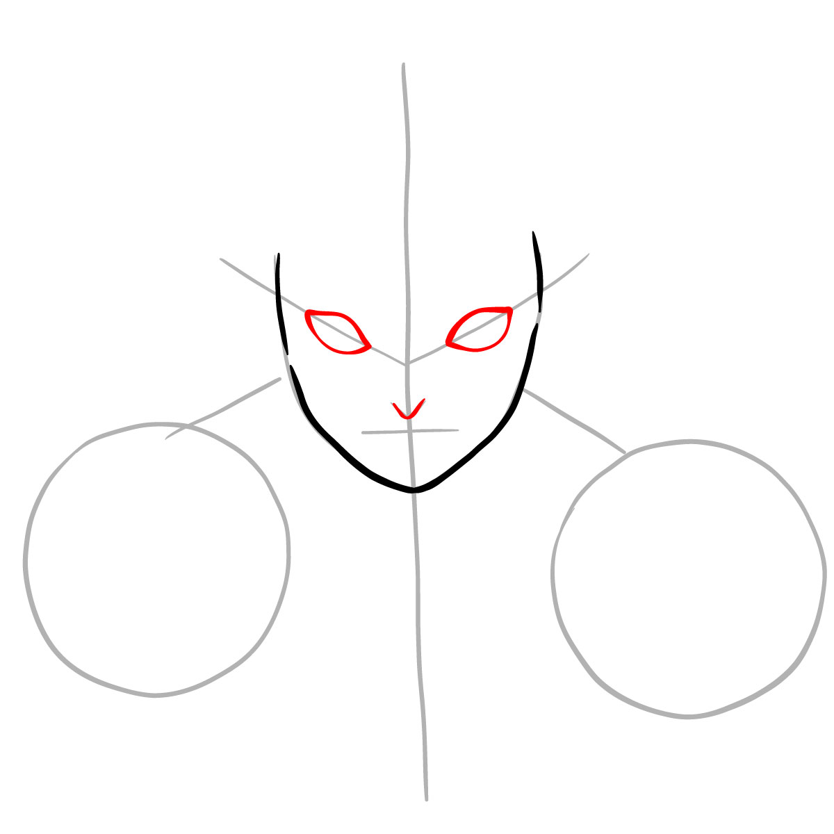 How to draw Kyogai's face - step 04