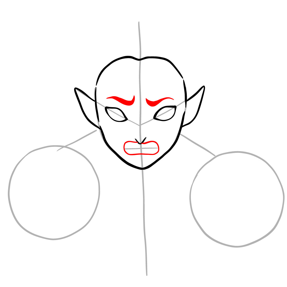 How to draw Kyogai's face - step 07