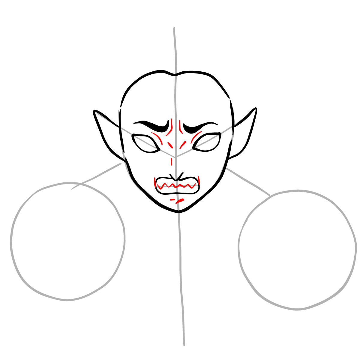 How to draw Kyogai's face - step 08