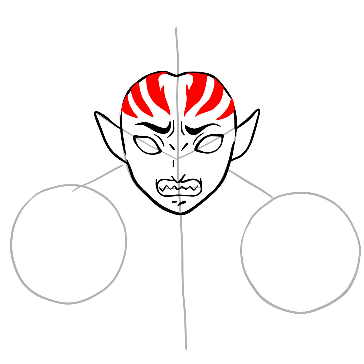 How to draw Kyogai's face - step 09