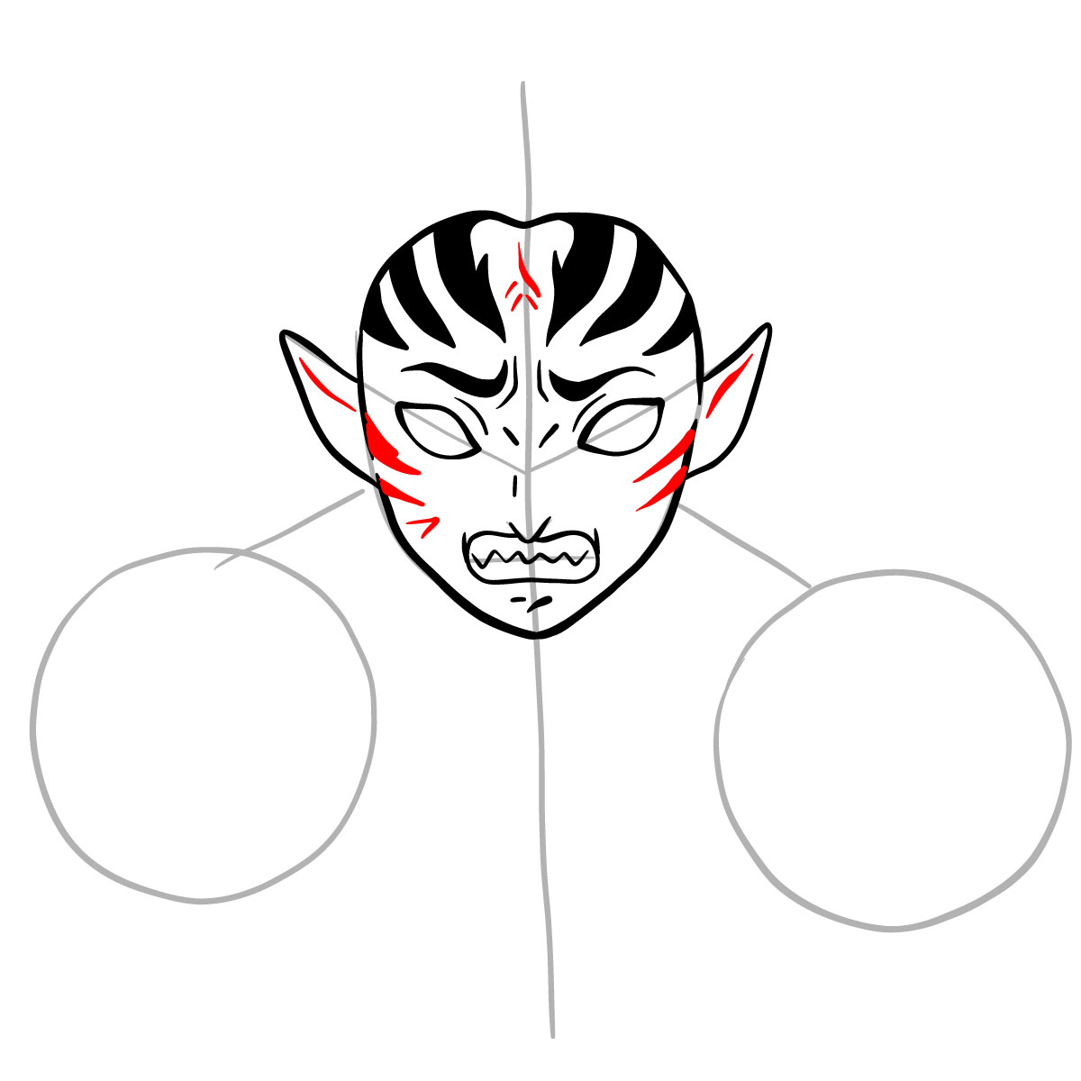 How to draw Kyogai's face - step 10