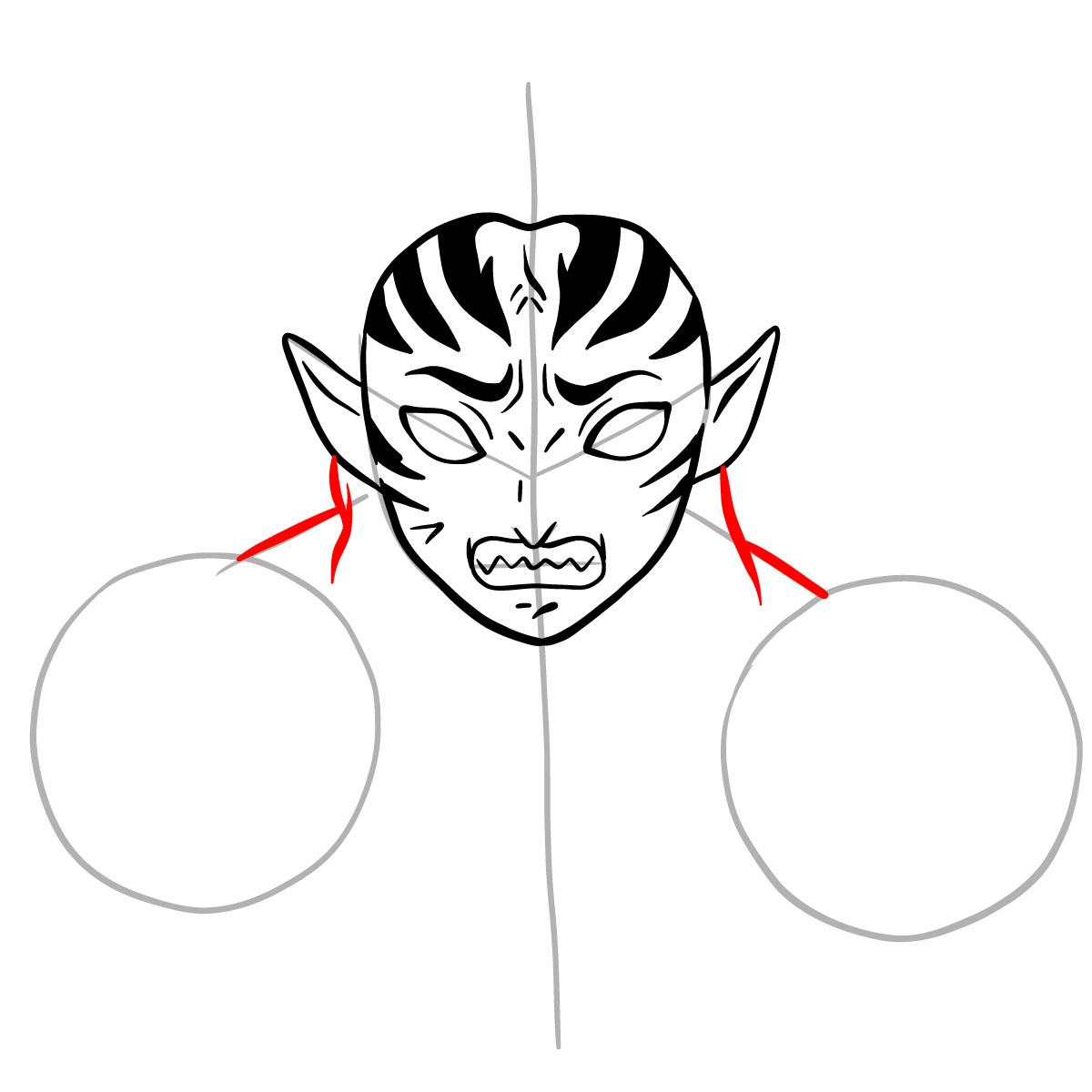 How to draw Kyogai's face - step 11