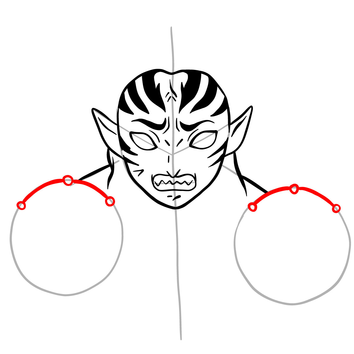 How to draw Kyogai's face - step 12