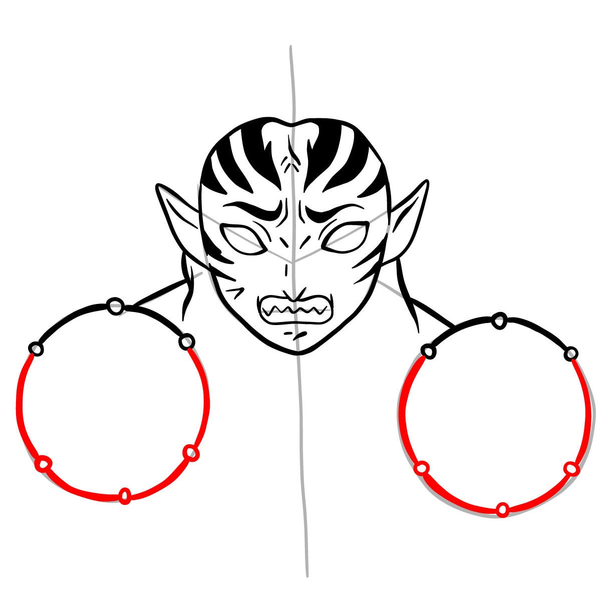 How to draw Kyogai's face - step 13