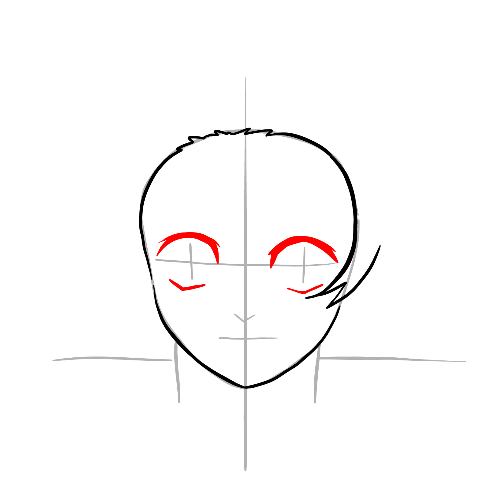 How to draw Tanjiro's face - step 06