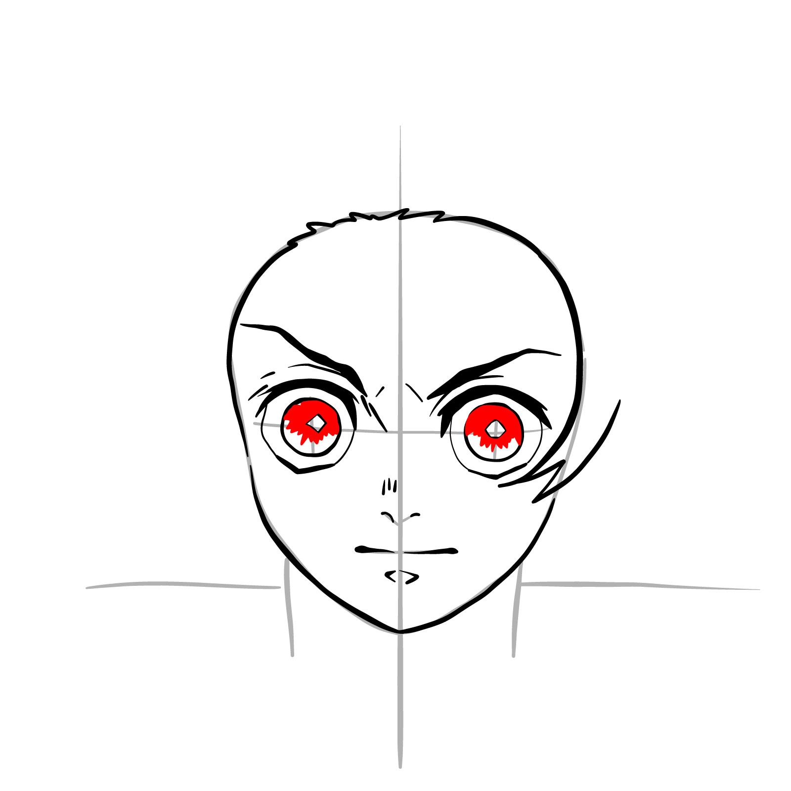 How to draw Tanjiro's face - step 10