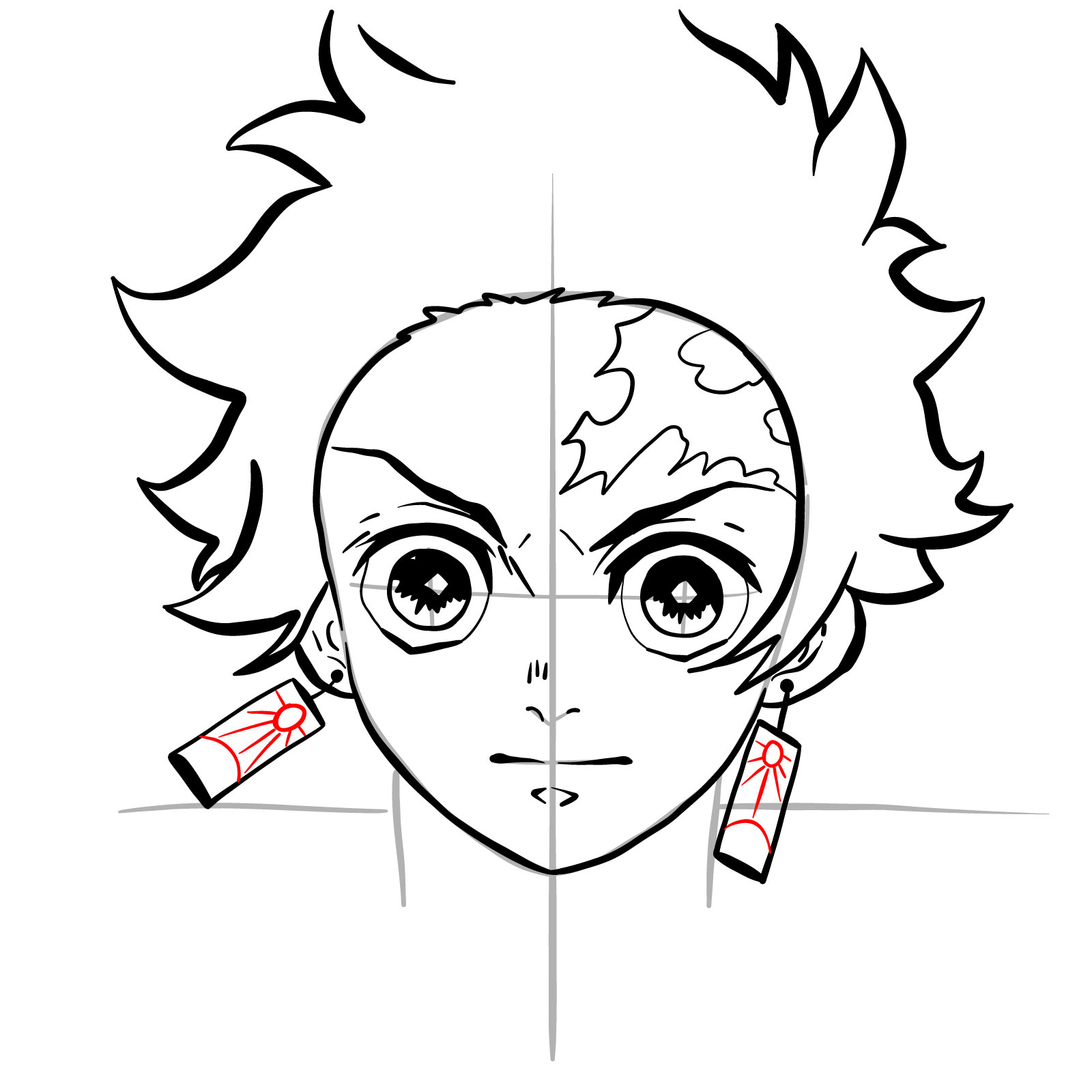 How to draw Tanjiro's face Sketchok easy drawing guides