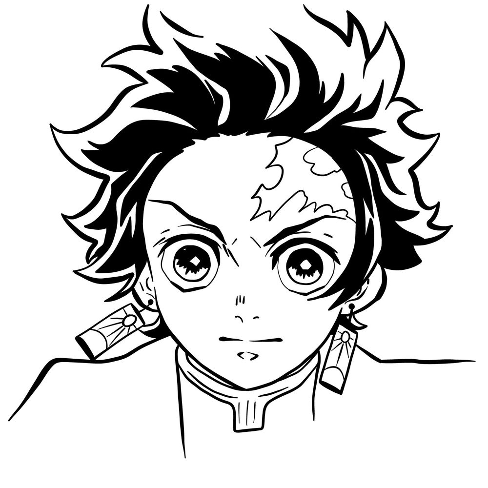 How to draw Tanjiro's face Sketchok easy drawing guides