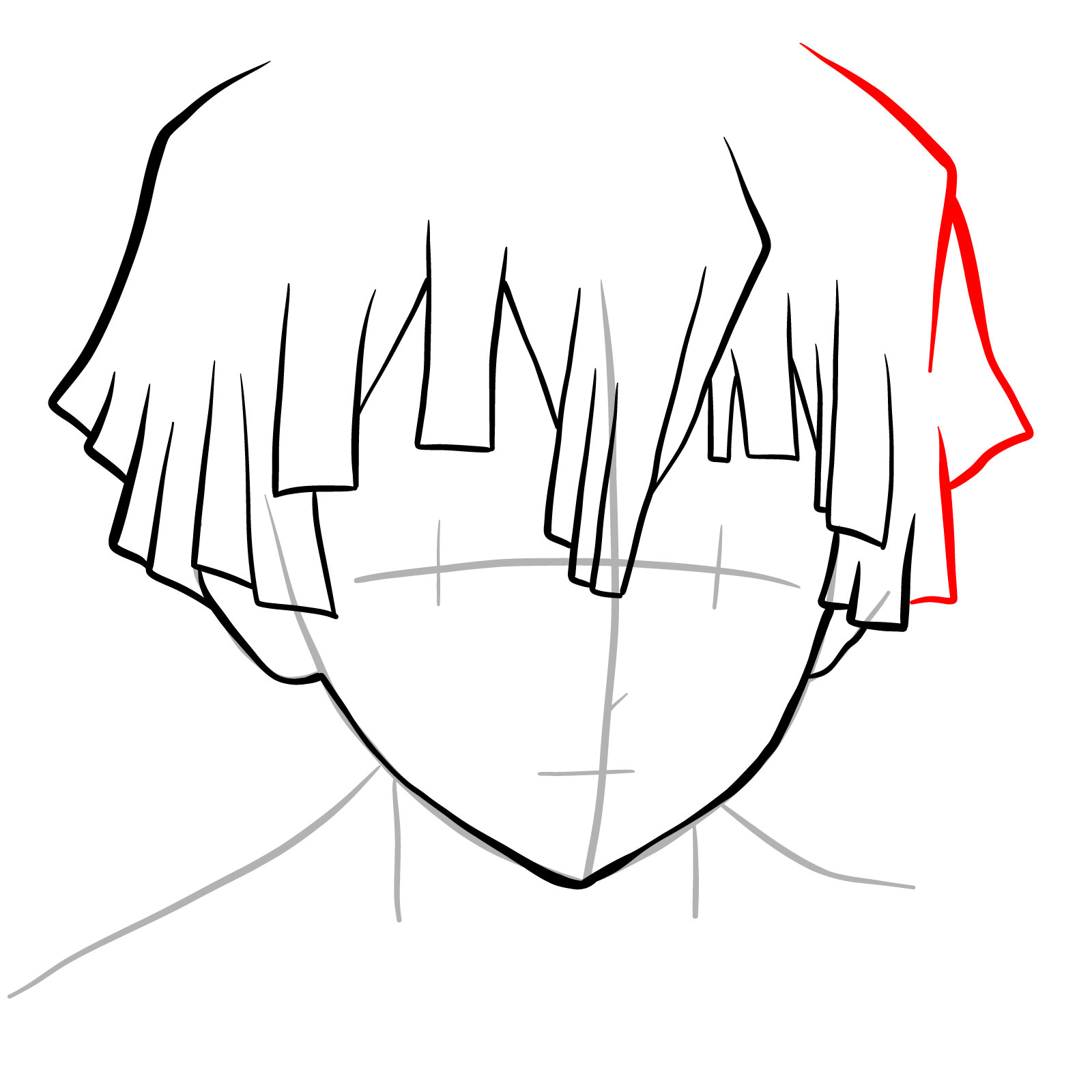 How to draw Zenitsu's face - step 10