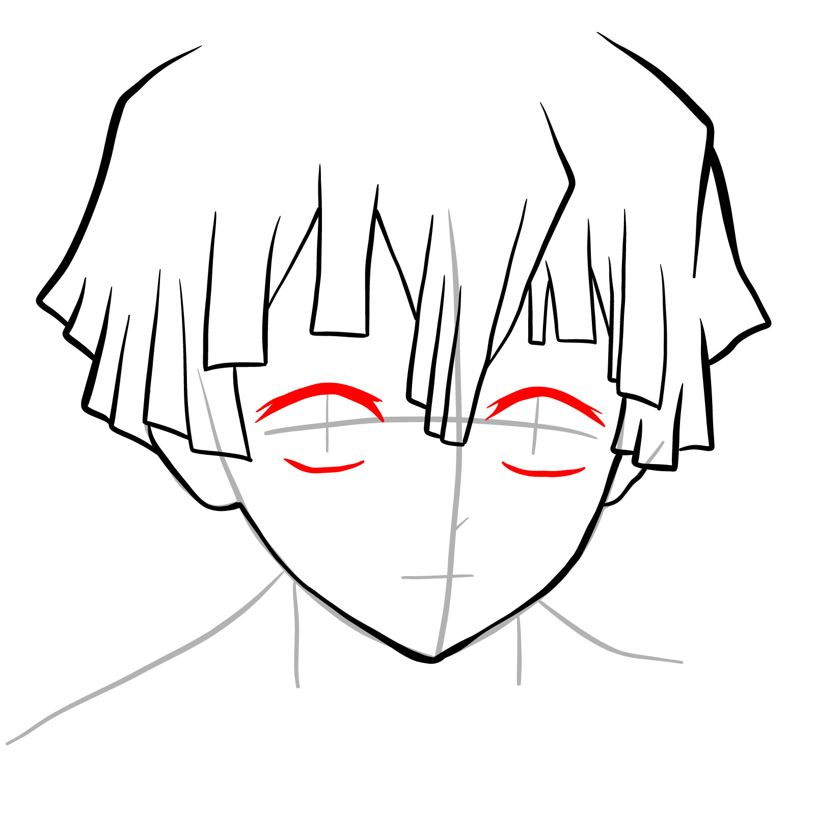 How to draw Zenitsu's face - step 11