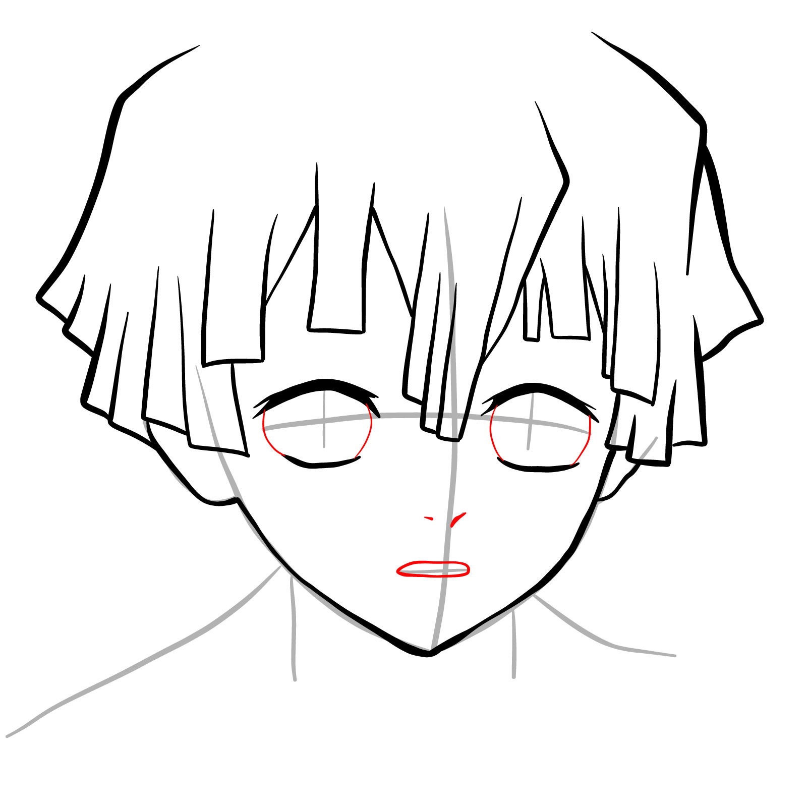 How to draw Zenitsu's face - step 12