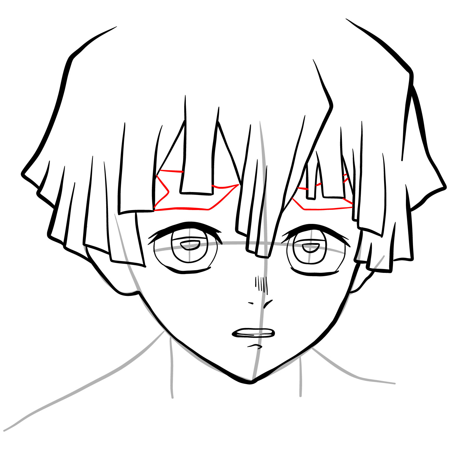 How to draw Zenitsu's face - step 15