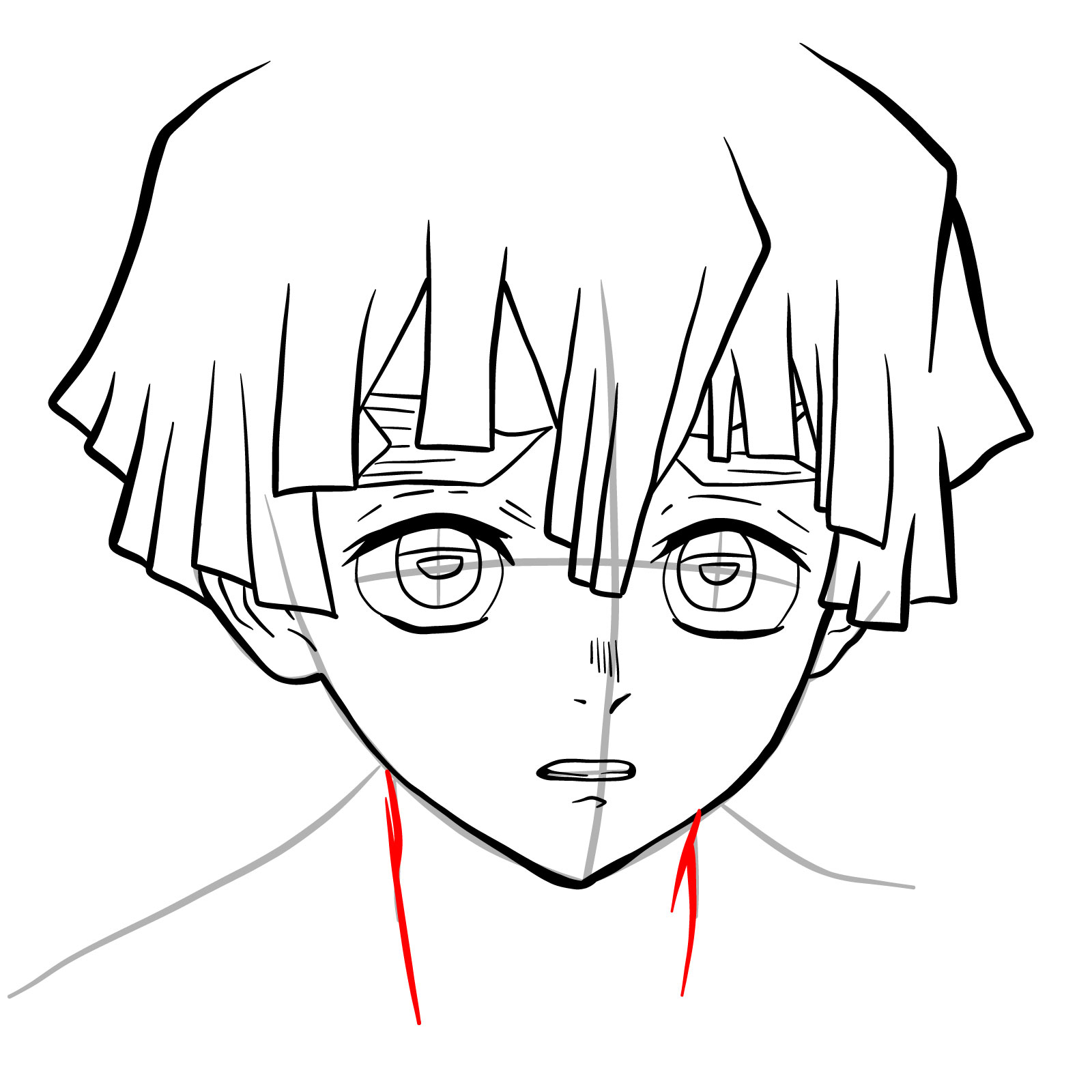 How to draw Zenitsu's face - step 17