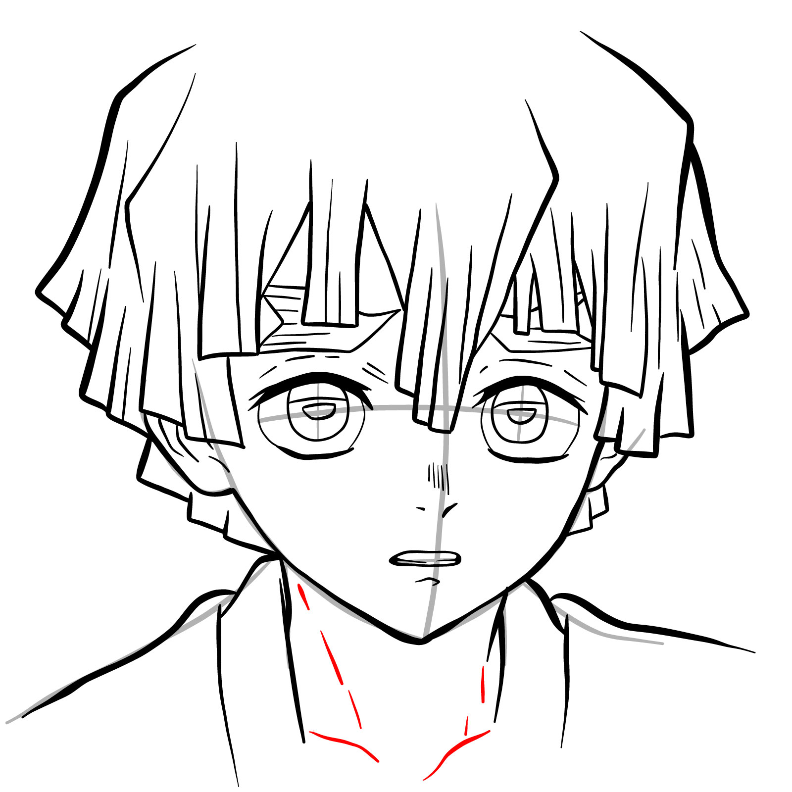 How to draw Zenitsu's face - step 21
