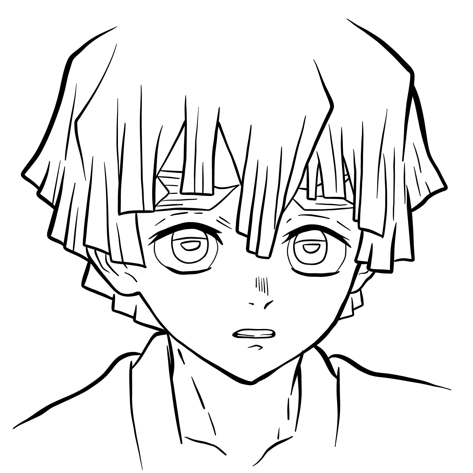 How to draw Zenitsu's face - coloring