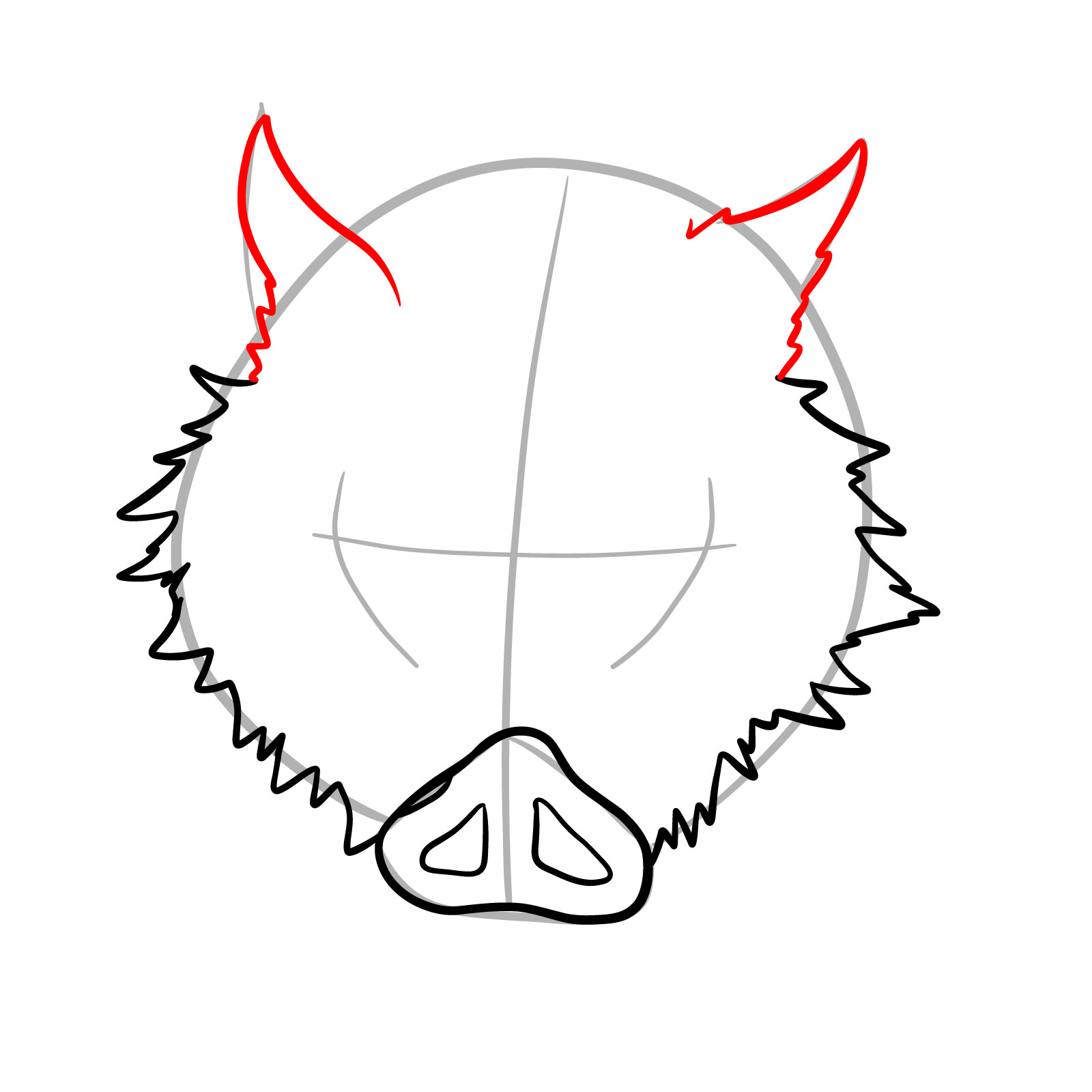 How to draw Inosuke mask - step 07