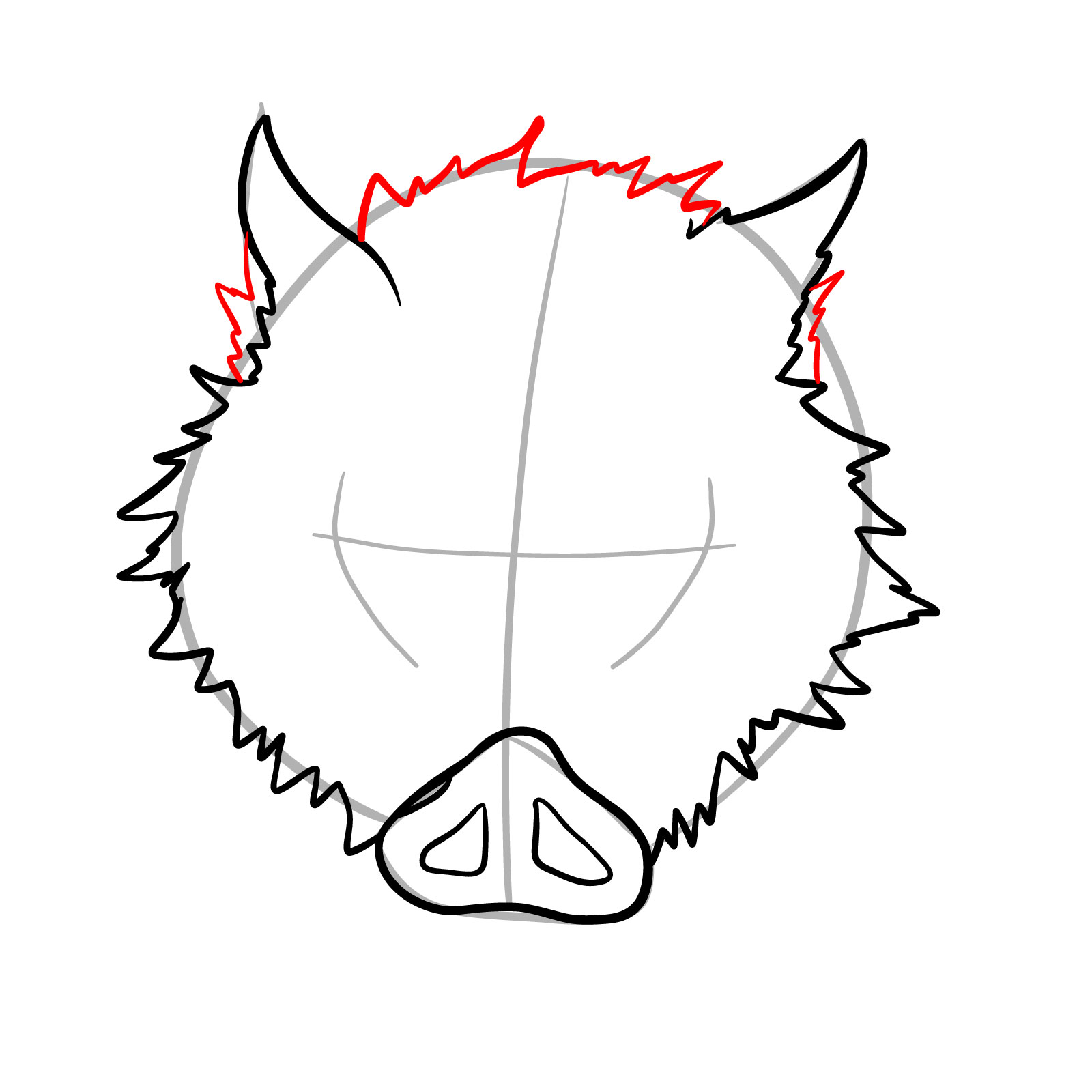 How to draw Inosuke mask - step 08