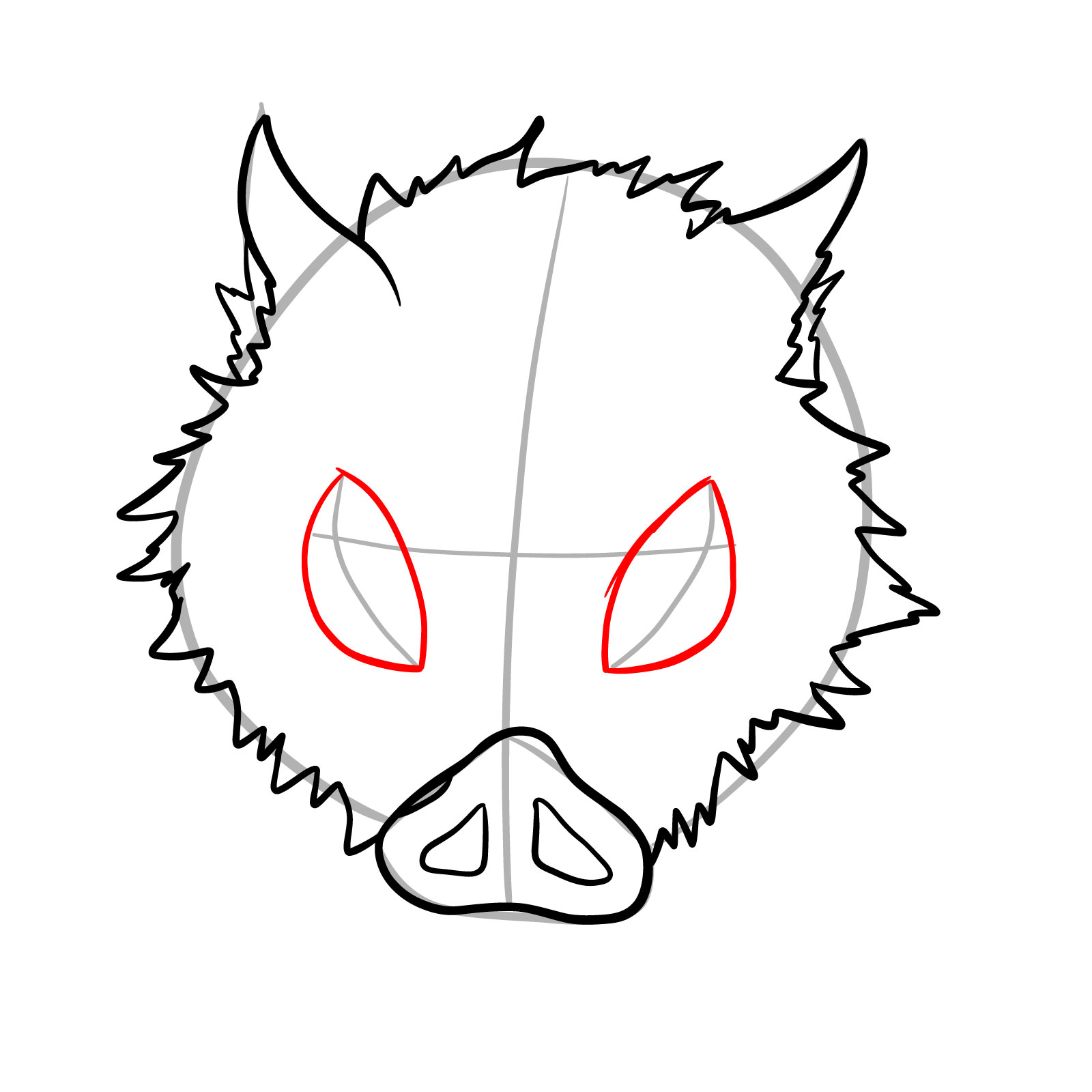 How to draw Inosuke mask - step 09