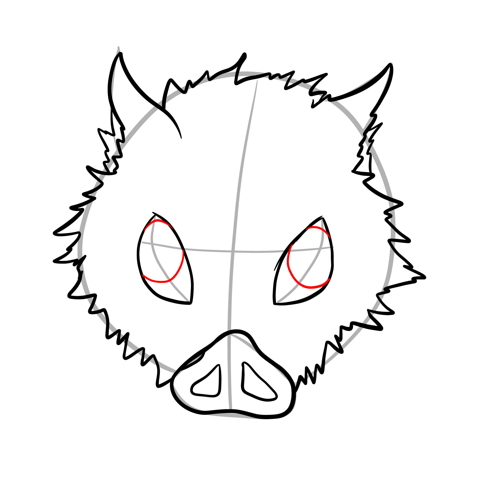 How to draw Inosuke mask - step 10