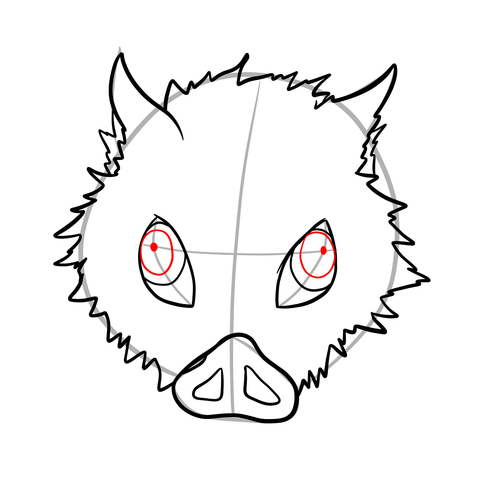 How to draw Inosuke mask - step 11