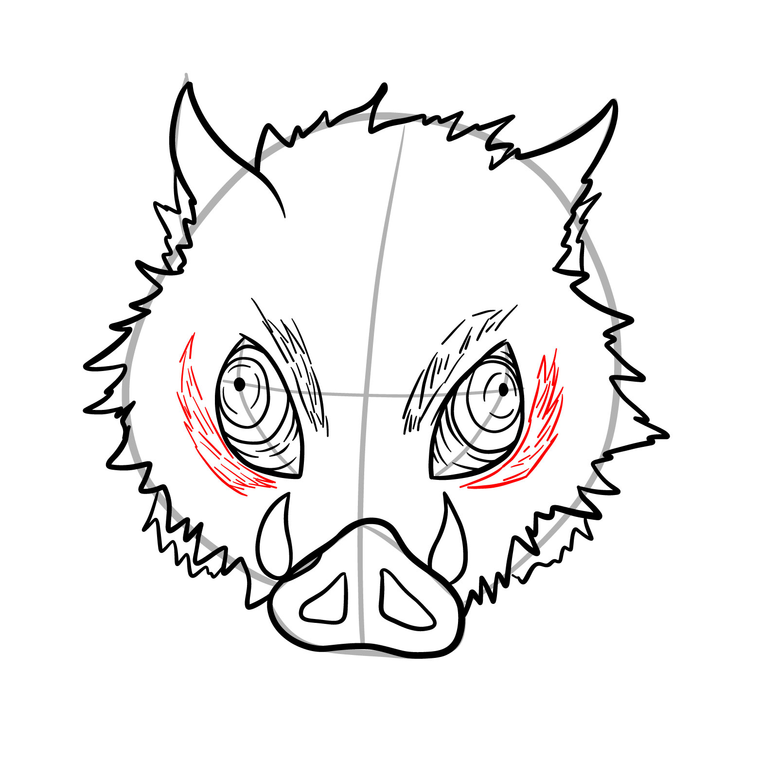 How to draw Inosuke mask - step 16