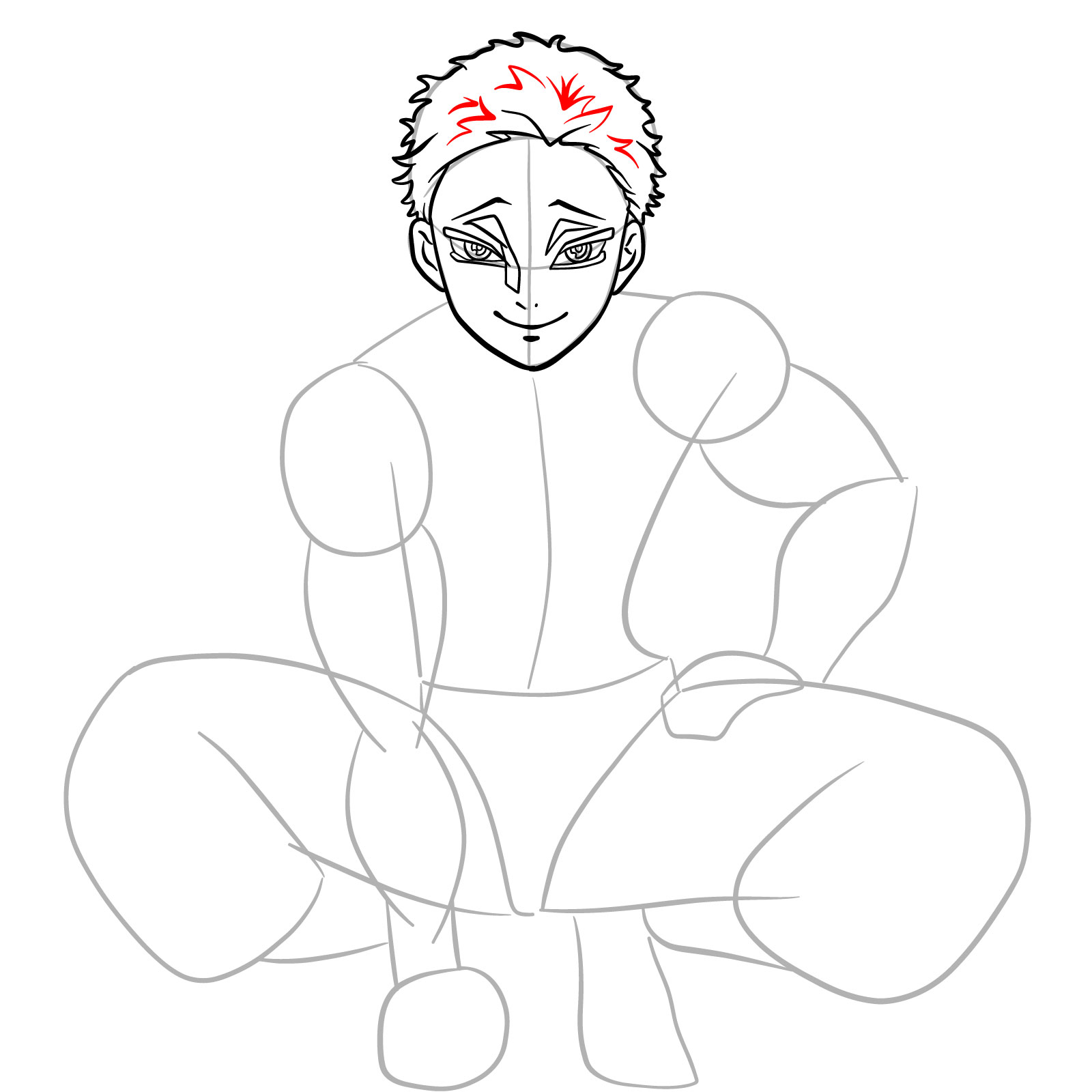 How to draw Akaza from Demon Slayer - step 14