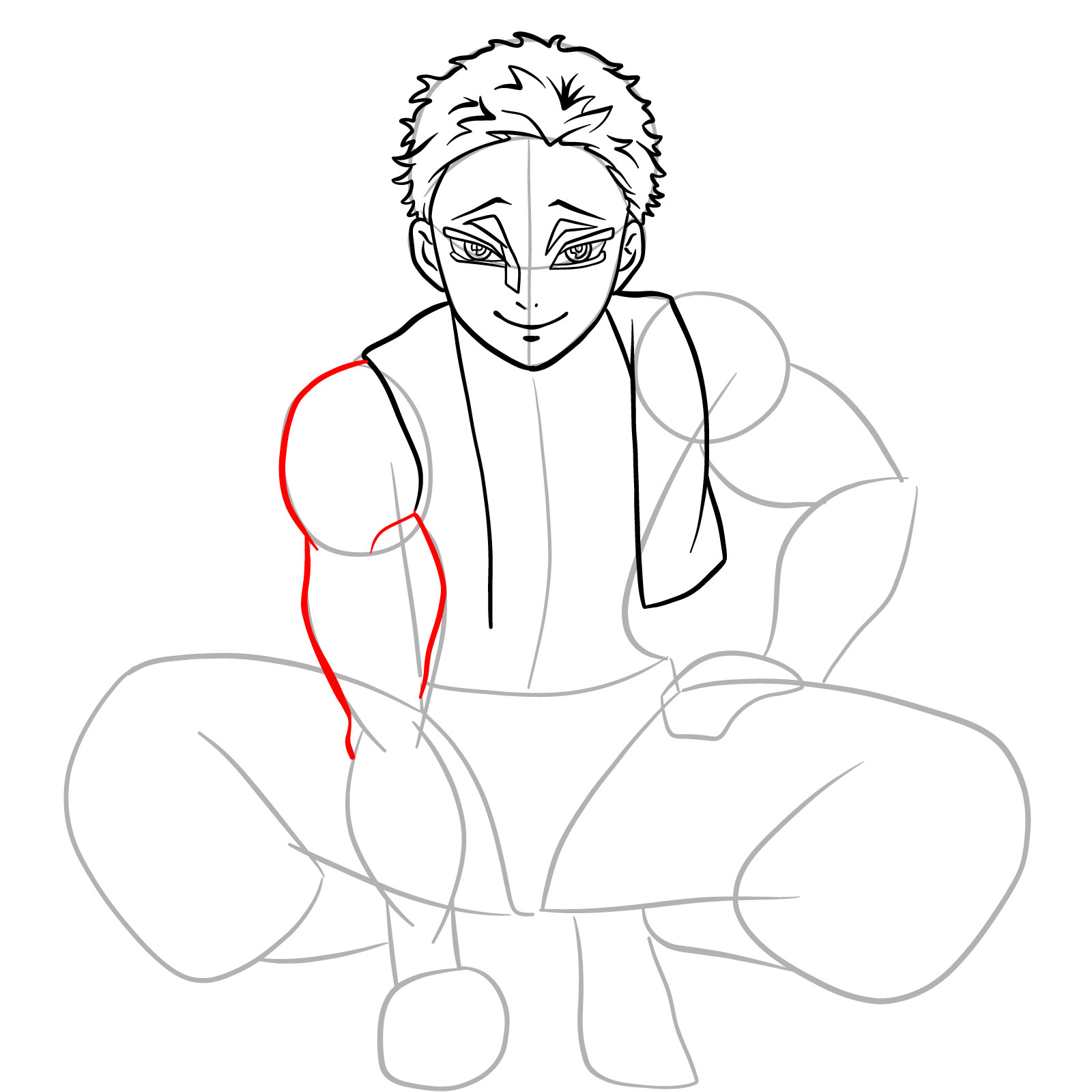 How to draw Akaza from Demon Slayer - step 17