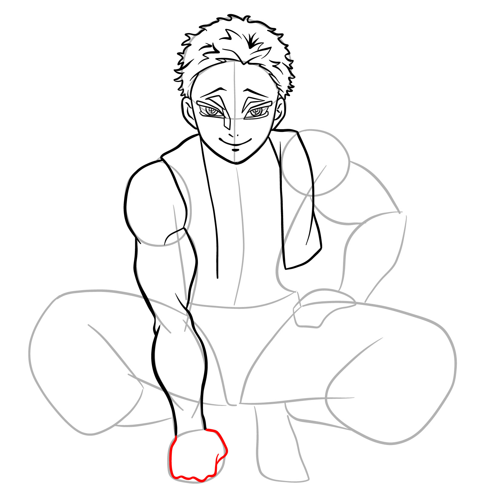 How to draw Akaza from Demon Slayer - step 19