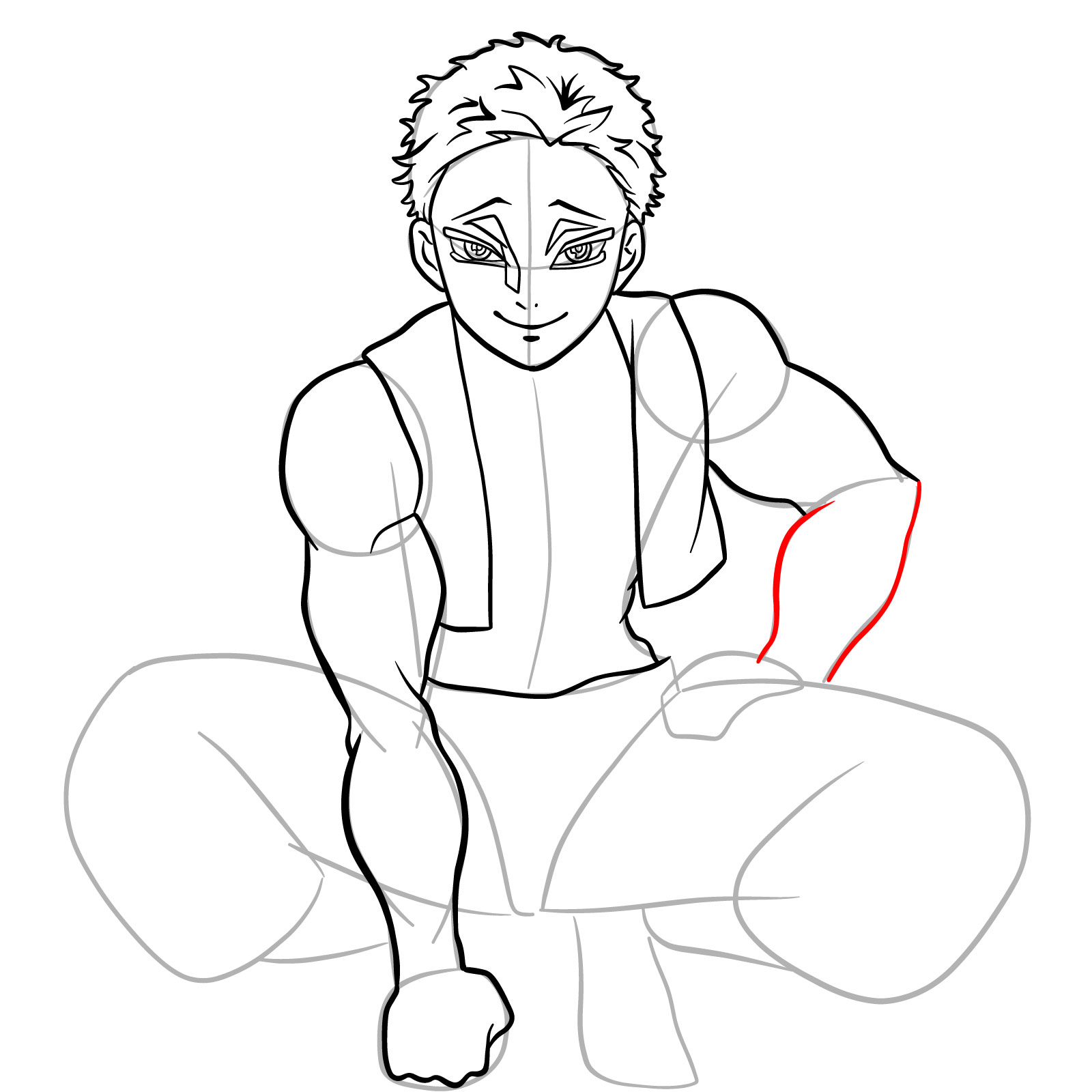 How to draw Akaza from Demon Slayer - step 22