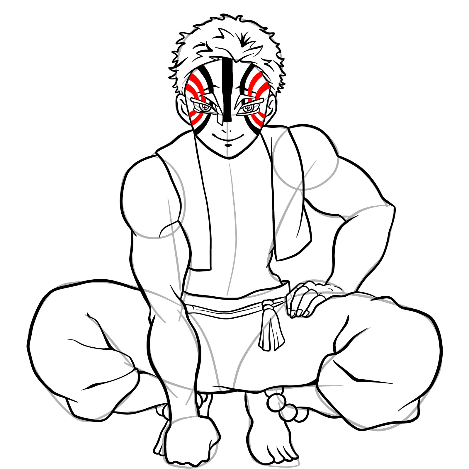 How to draw Akaza from Demon Slayer - step 35