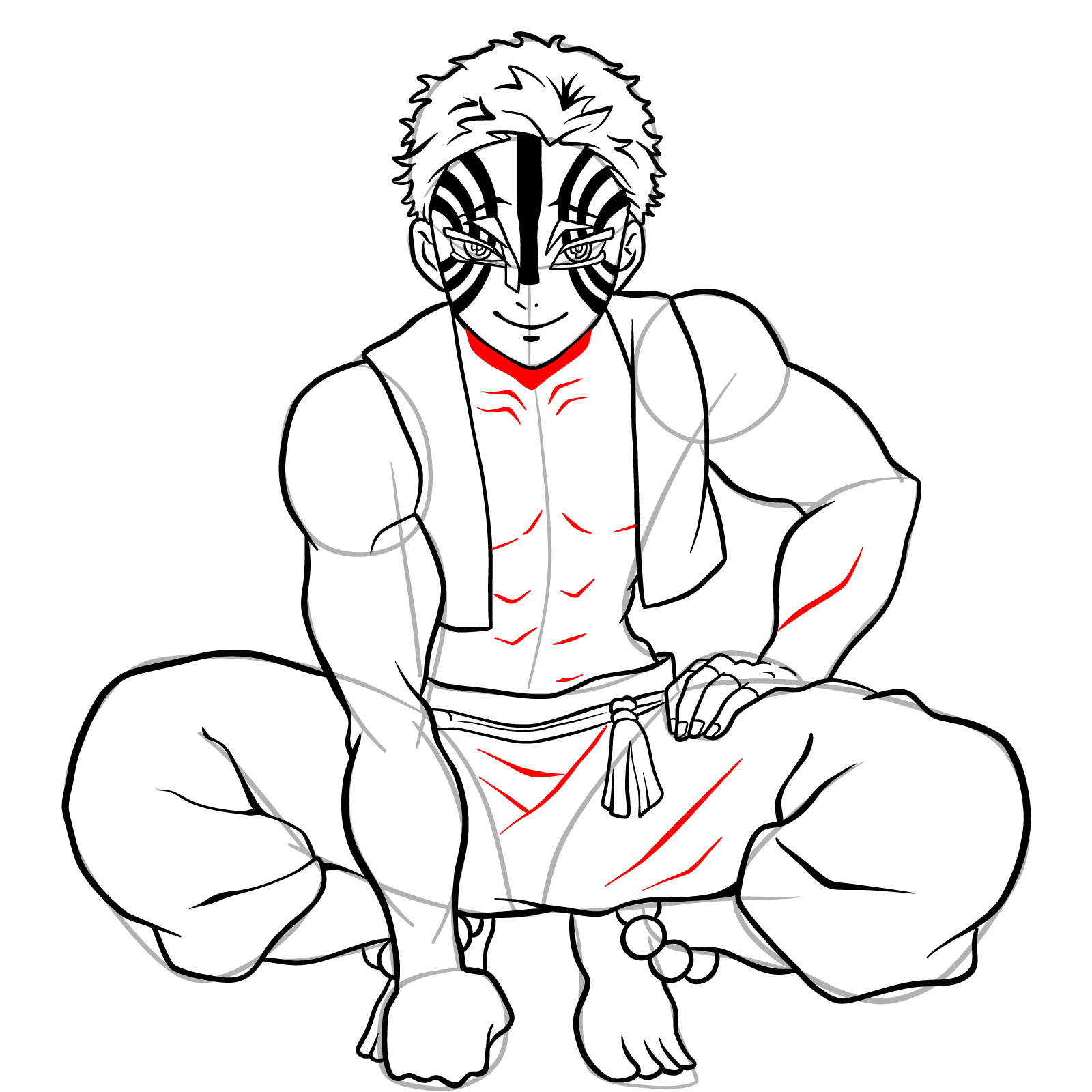 How to draw Akaza from Demon Slayer - step 36
