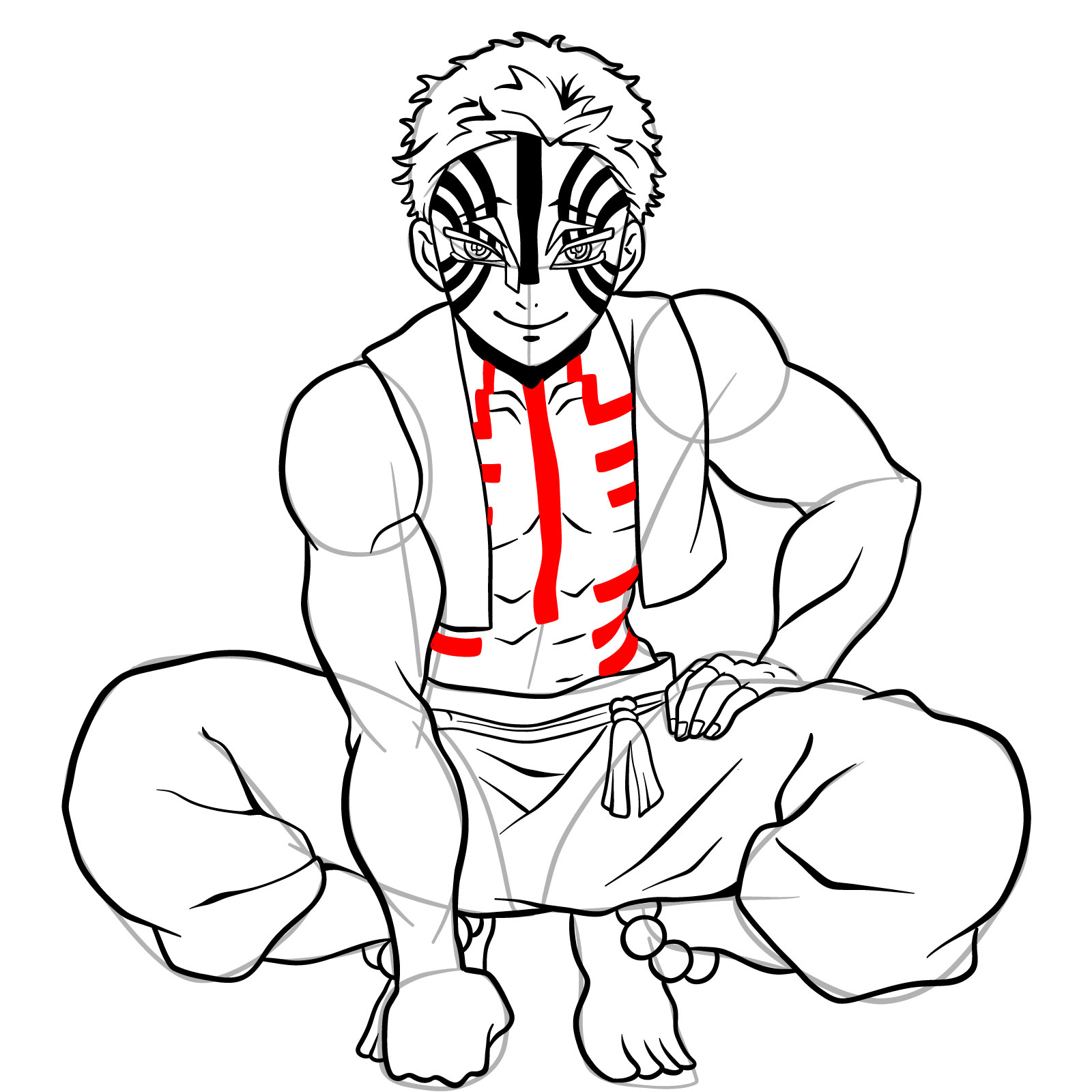 How to draw Akaza from Demon Slayer - step 37