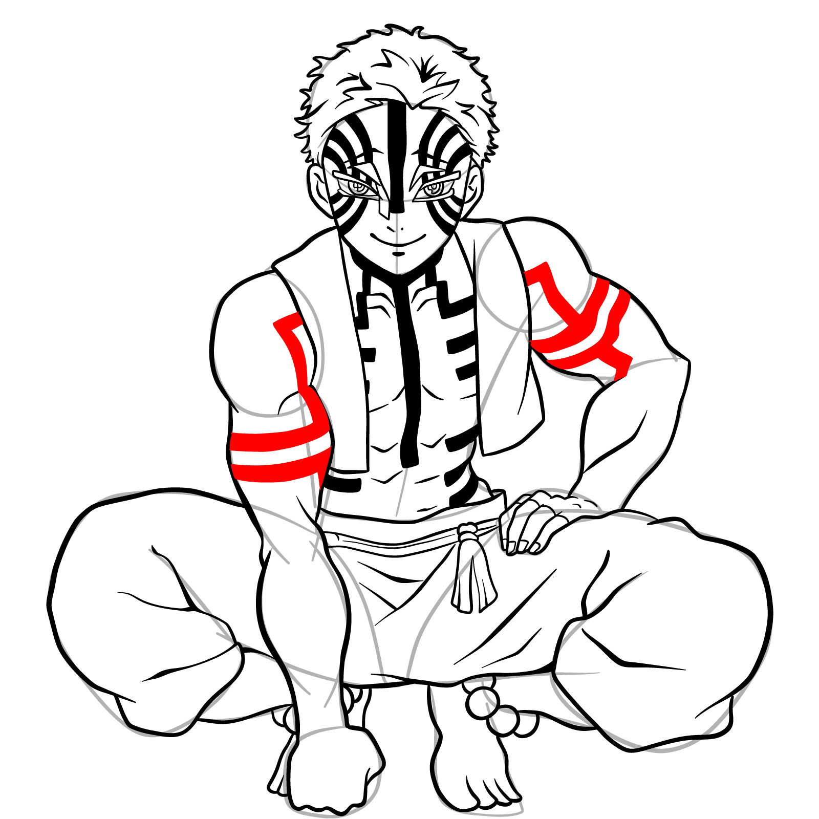 How to draw Akaza from Demon Slayer - step 38