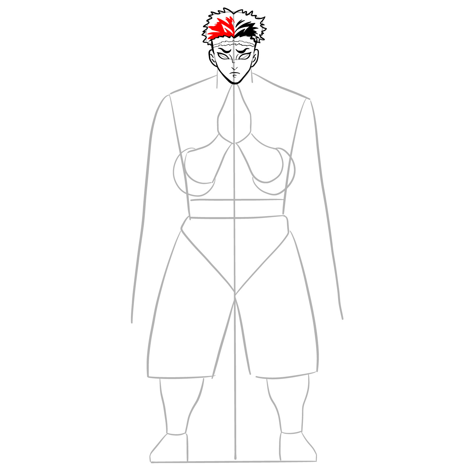 How to draw Gyomei Himejima - step 12