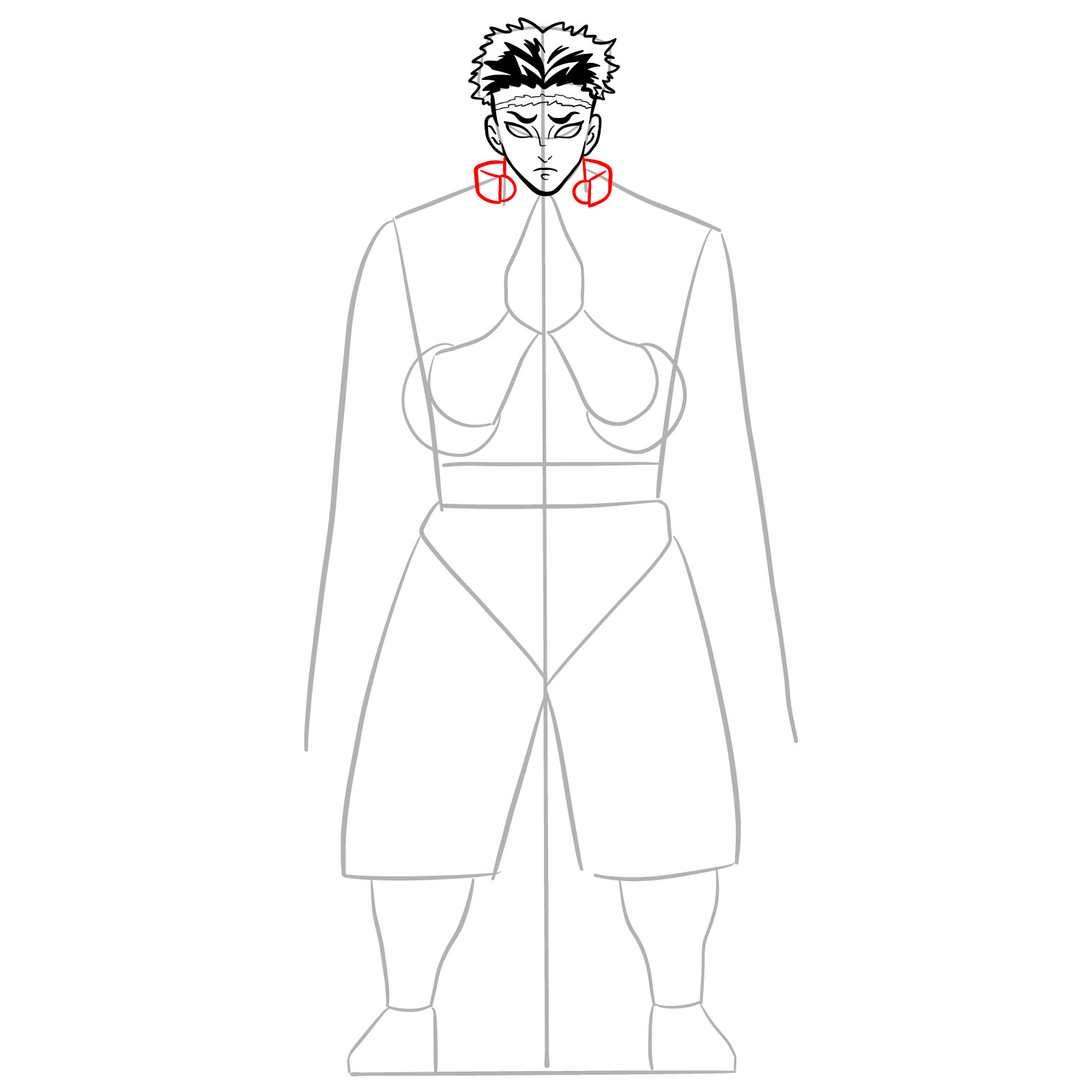 How to draw Gyomei Himejima - step 13