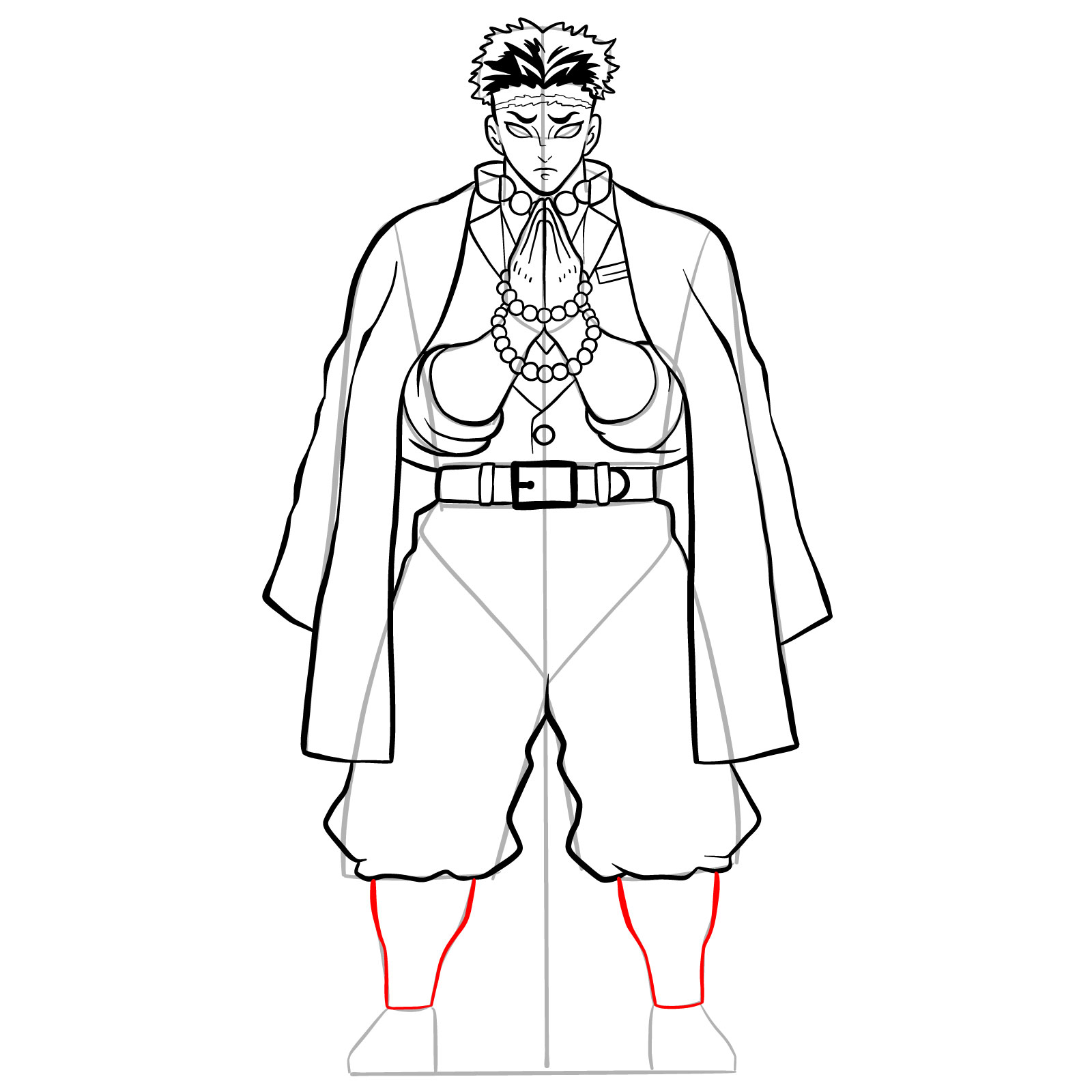 How to draw Gyomei Himejima - step 34