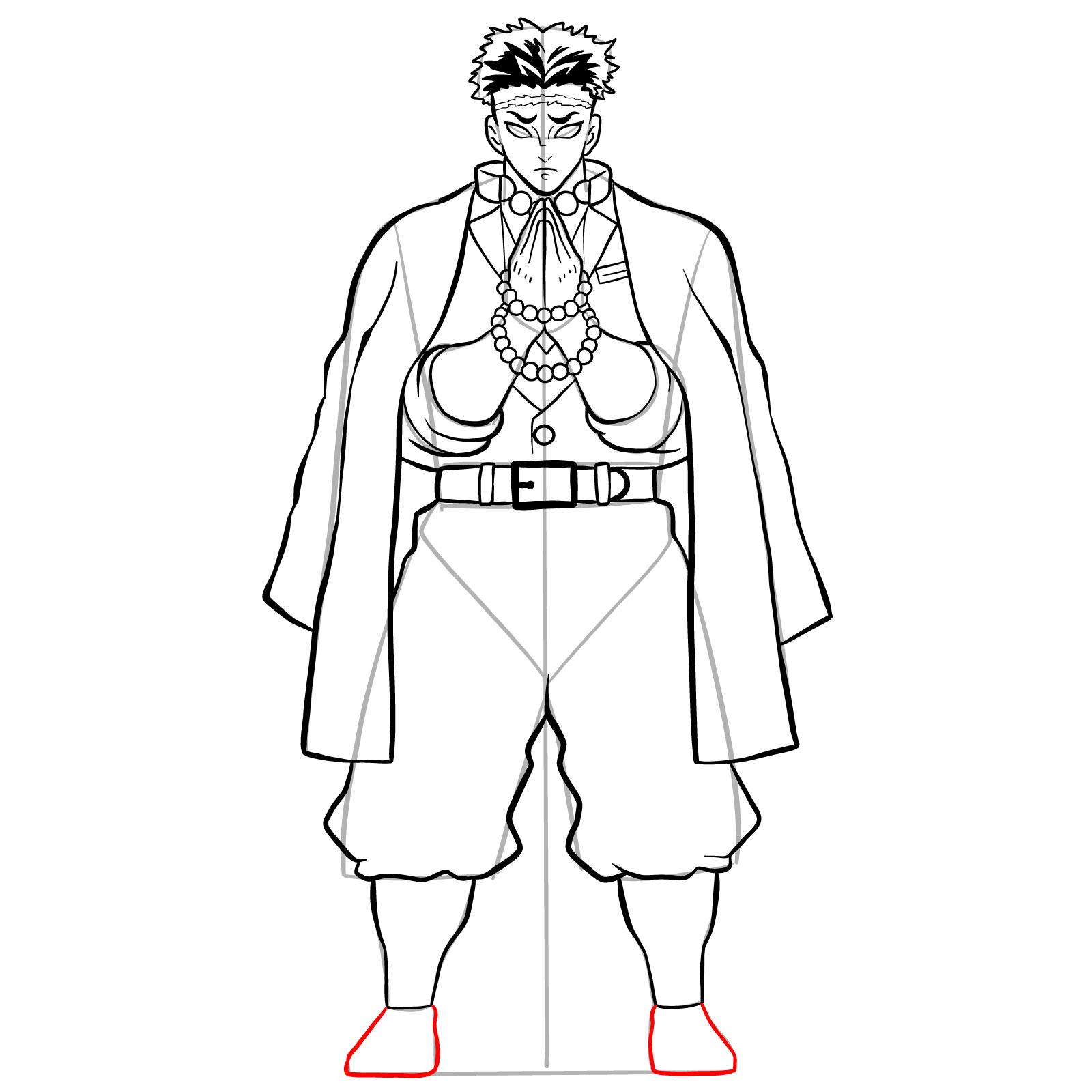 How to draw Gyomei Himejima - step 35