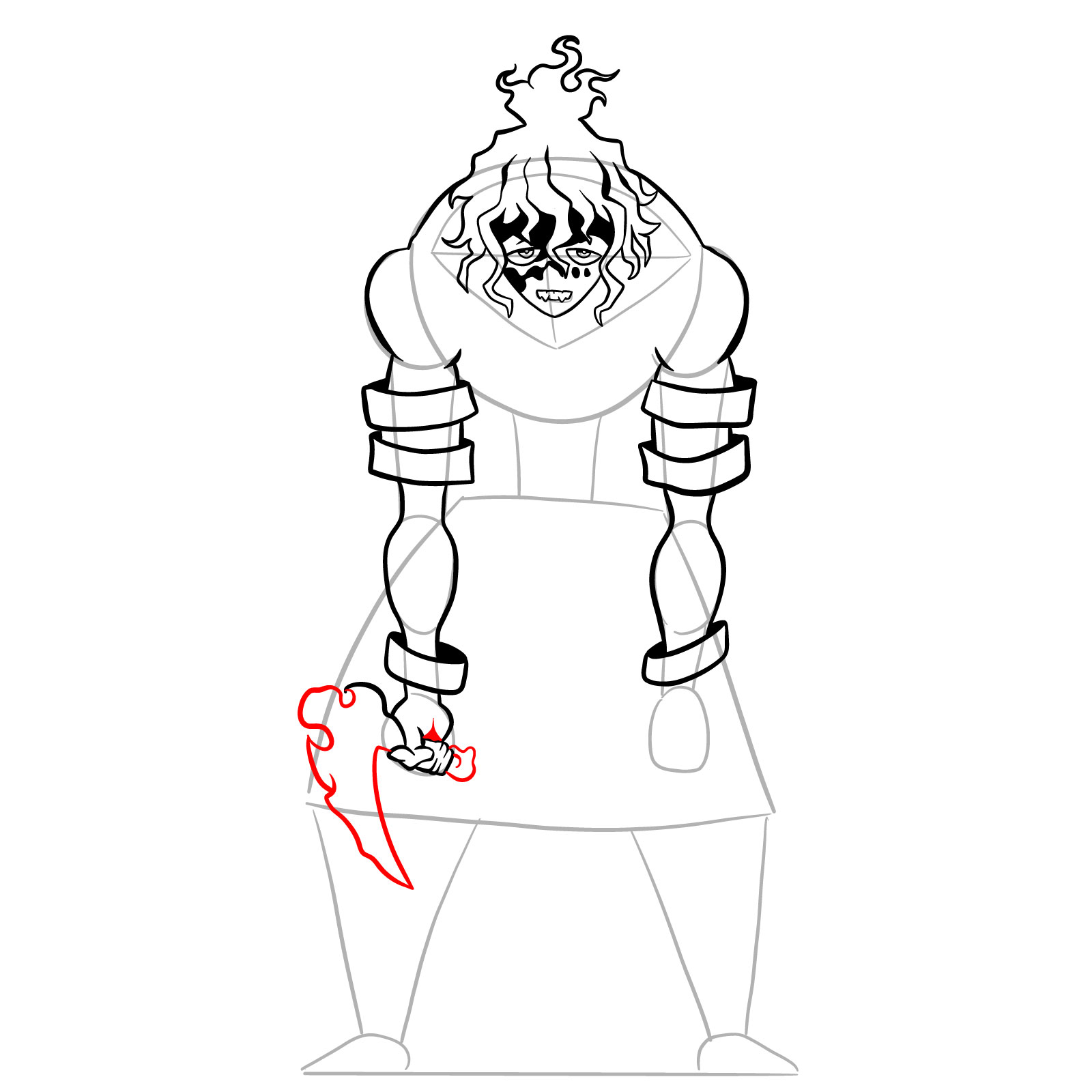How to draw Gyutaro from Demon Slayer - step 18