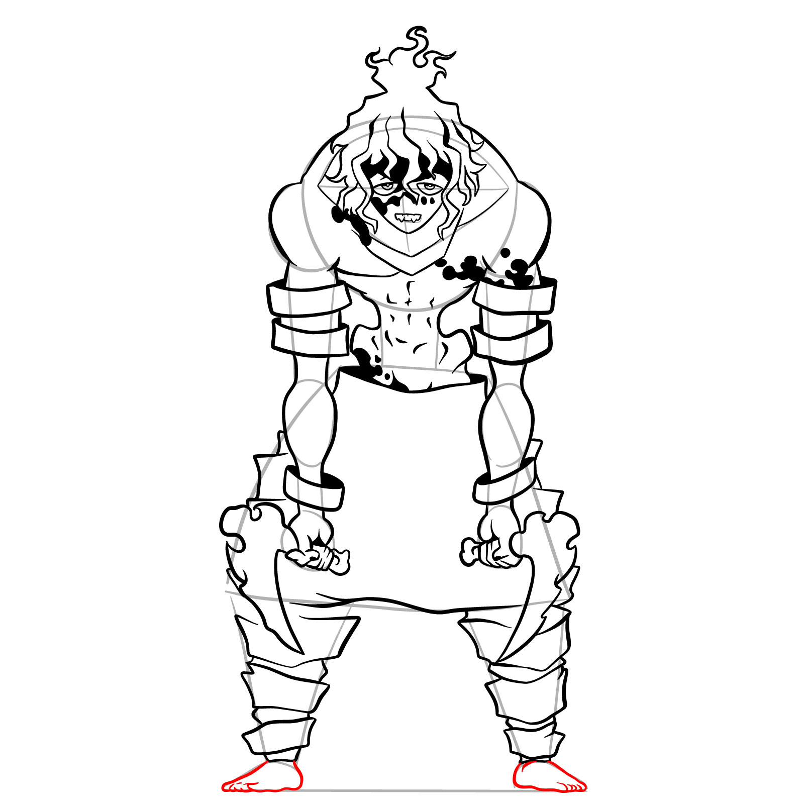 How to draw Gyutaro from Demon Slayer - step 32