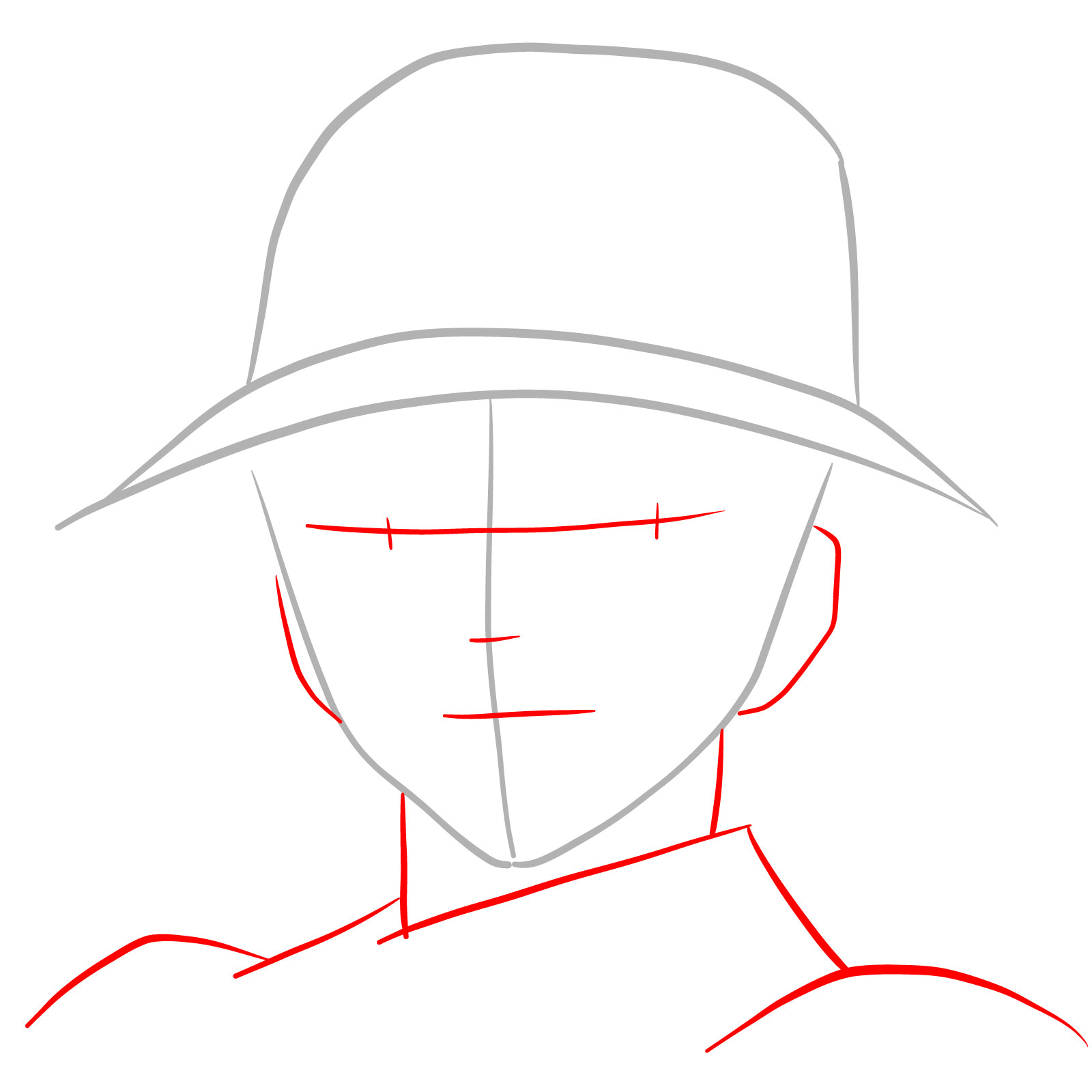 How to draw Muzan Kibutsuji's face - step 03