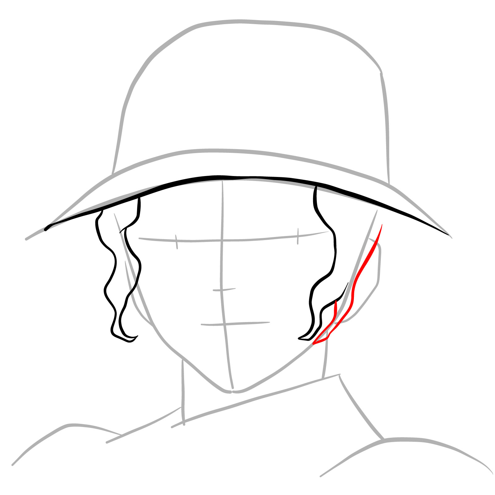 How to draw Muzan Kibutsuji's face - step 07